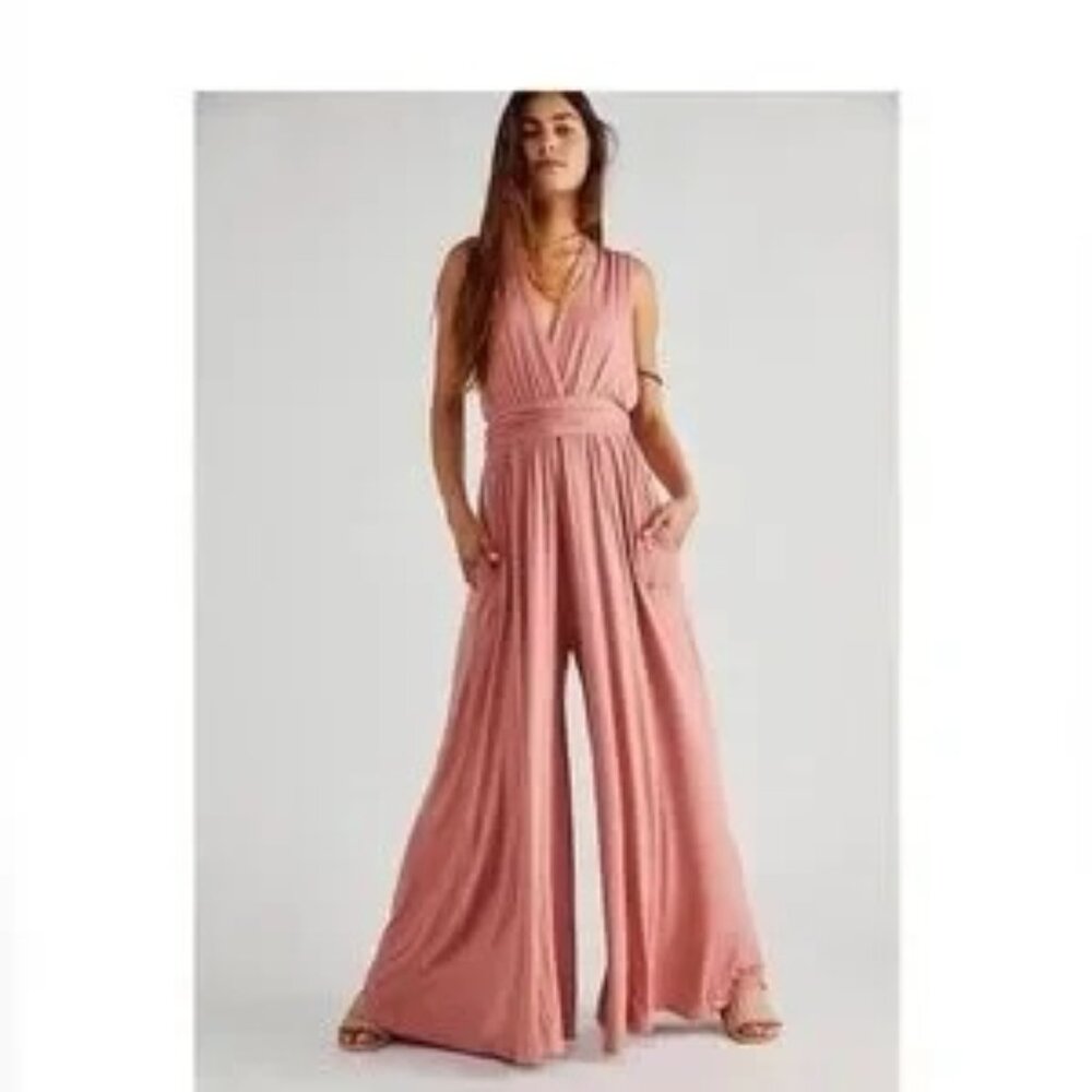Free People Beach Dani dusty rose multi-way convertible jumpsuit, Size M